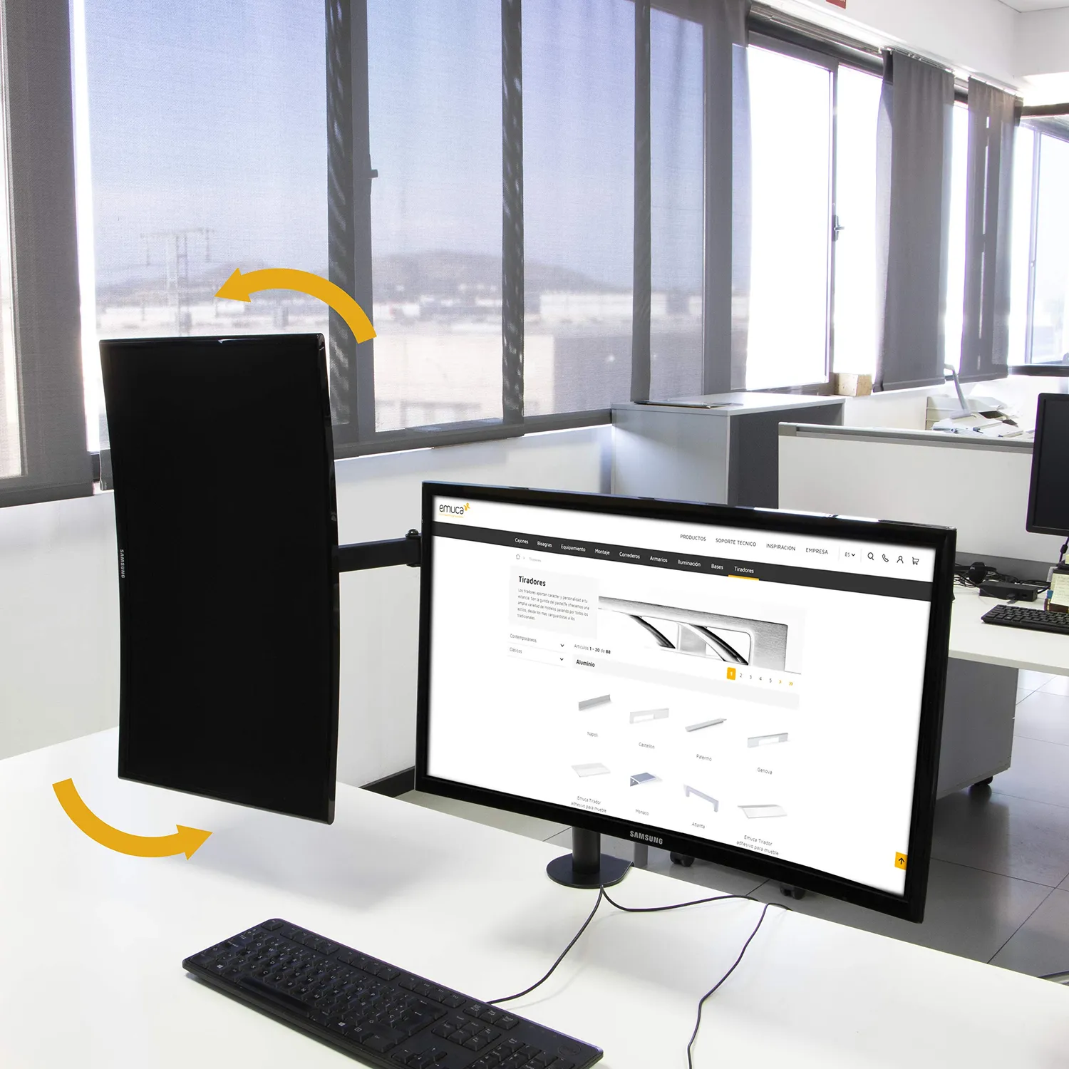 Emuca supporto doppio monitor scrivania nero 13-32" 8 kg