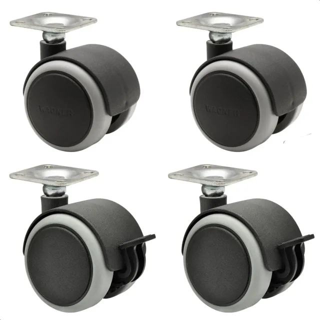 Wagner Soft ruote mobili doppie 50 mm set 4 pezzi con freni