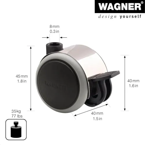Wagner 01142601 rotella doppia 40 mm 35 kg nera con freno
