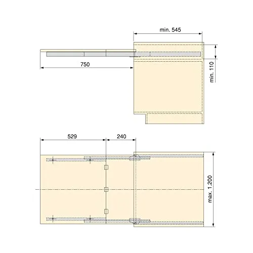 Emuca Silver Coktail Reverse guide tavolo 750mm