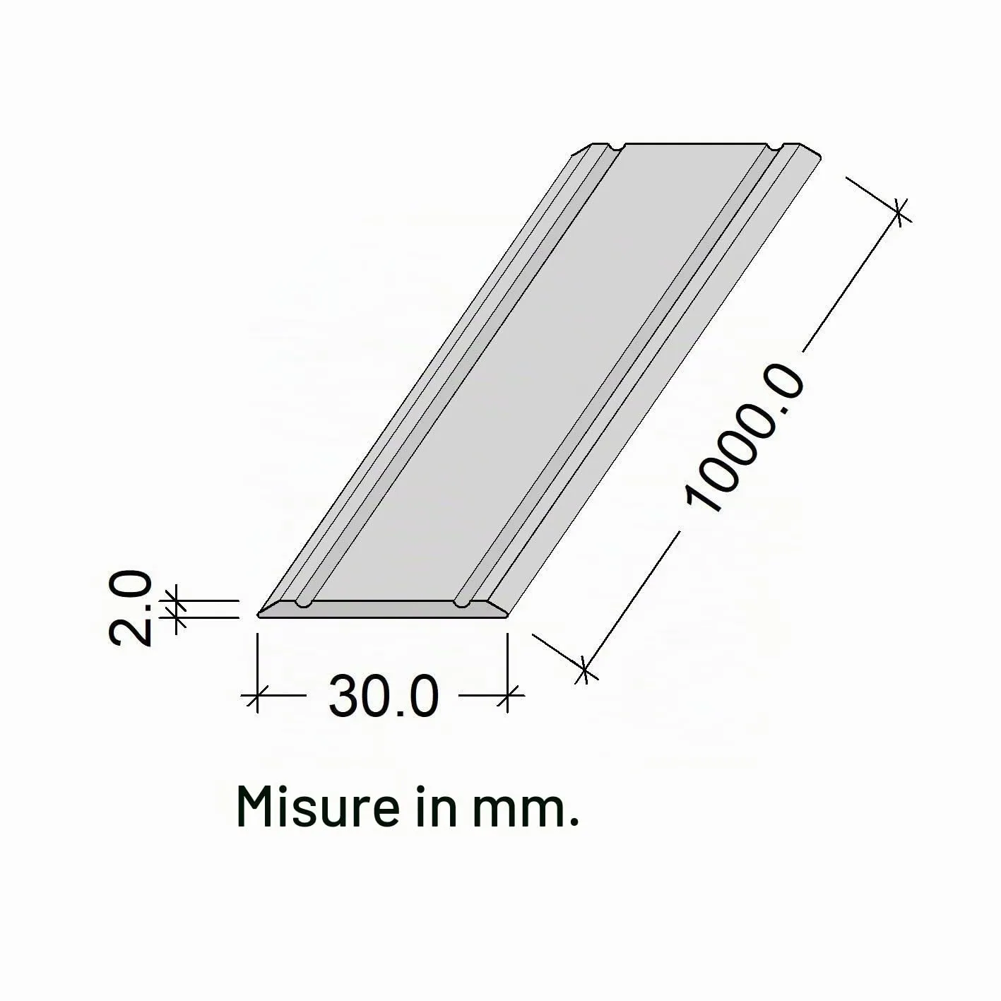 Gedotec Super Flat Profilo Transizione Bronzo 1000x30 Autoadesivo
