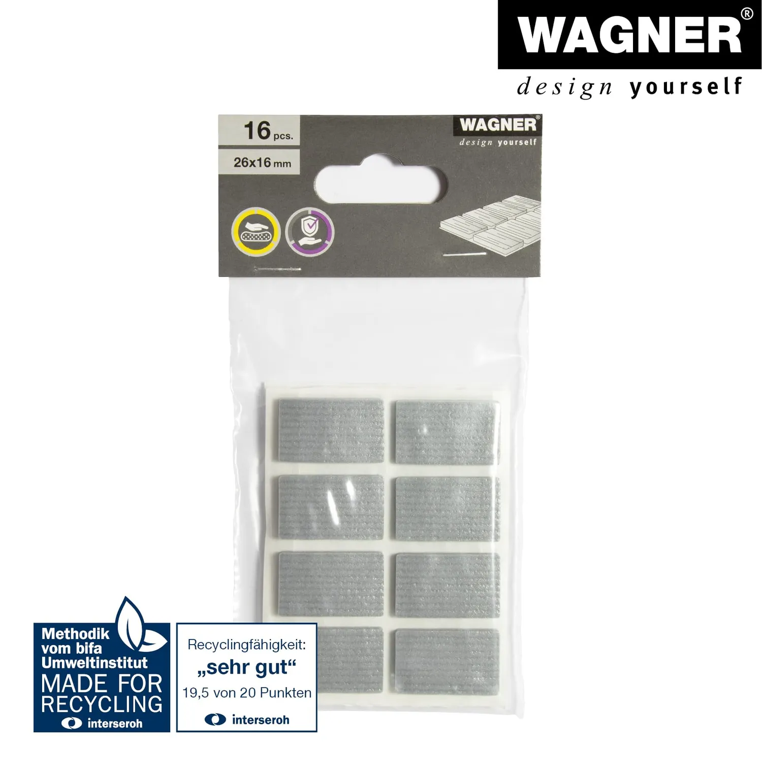 Wagner Soft Pads 16032699 paracolpi EVA grigi 16x26 mm 16 pezzi