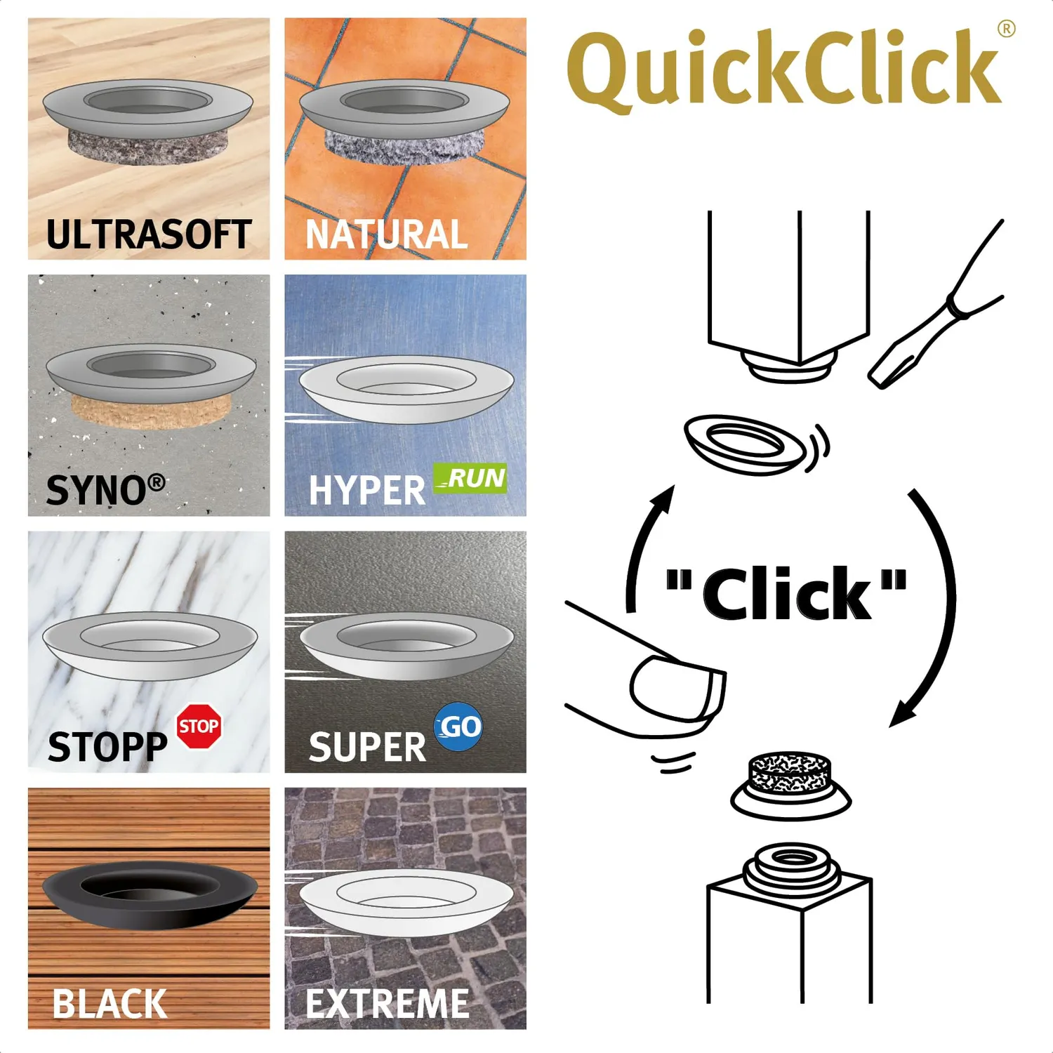 Wagner QuickClick QC 7849 feltrini ricambio SYNO Slim Ø 25 mm 8 pezzi