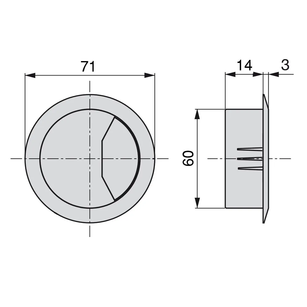 Emuca 3196315 Passacavi Tondo Ø60mm Bianco 20pz Plastica
