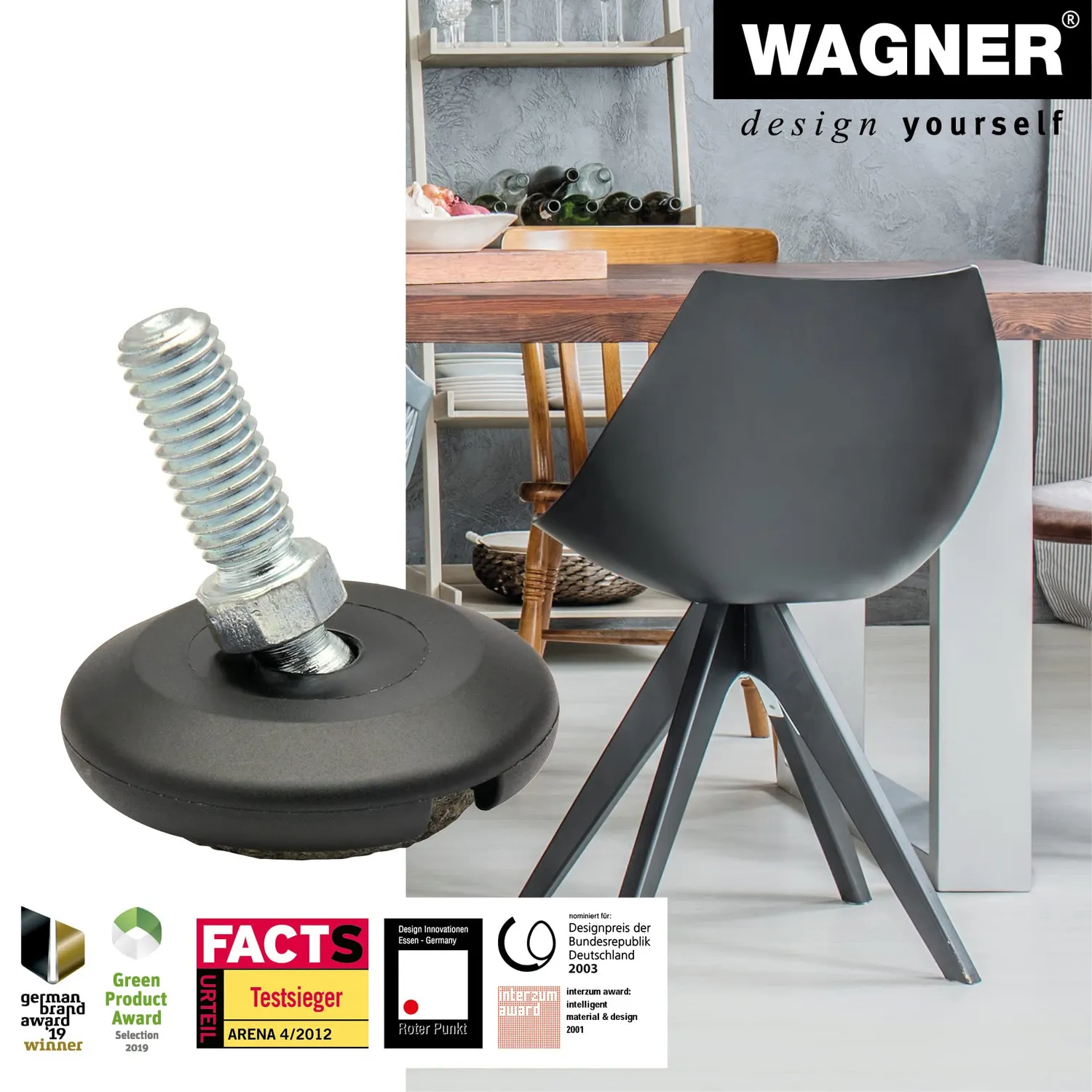 Wagner QuickClick piedini regolabili M8x25 feltro 4 pz