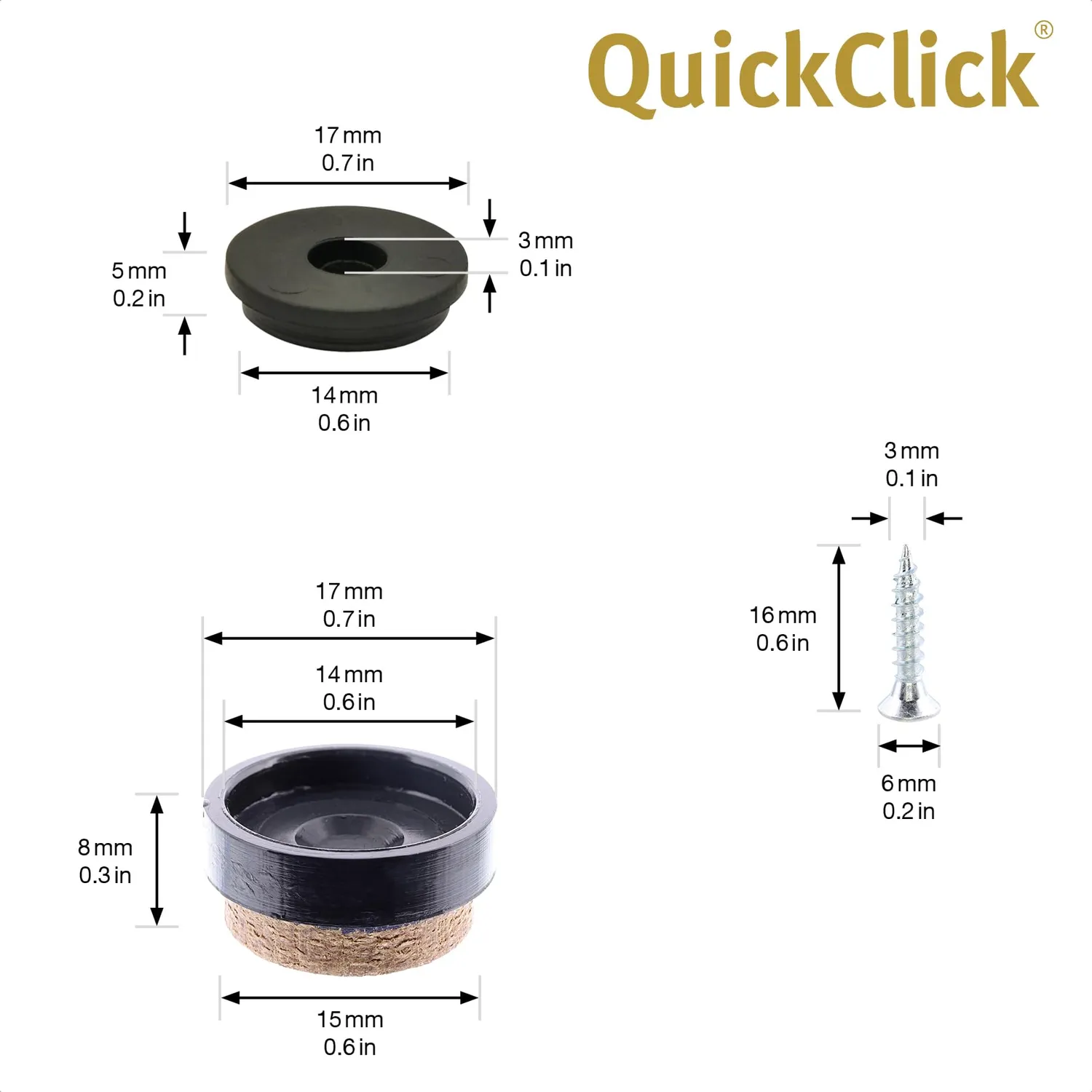 Wagner QuickClick 16781500 feltrini Syno Slim 17 mm da avvitare 4 pz