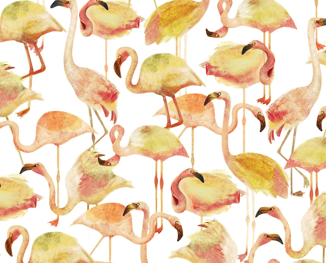 NIVA Design Flamingo Lemon carta da parati disegnata a mano