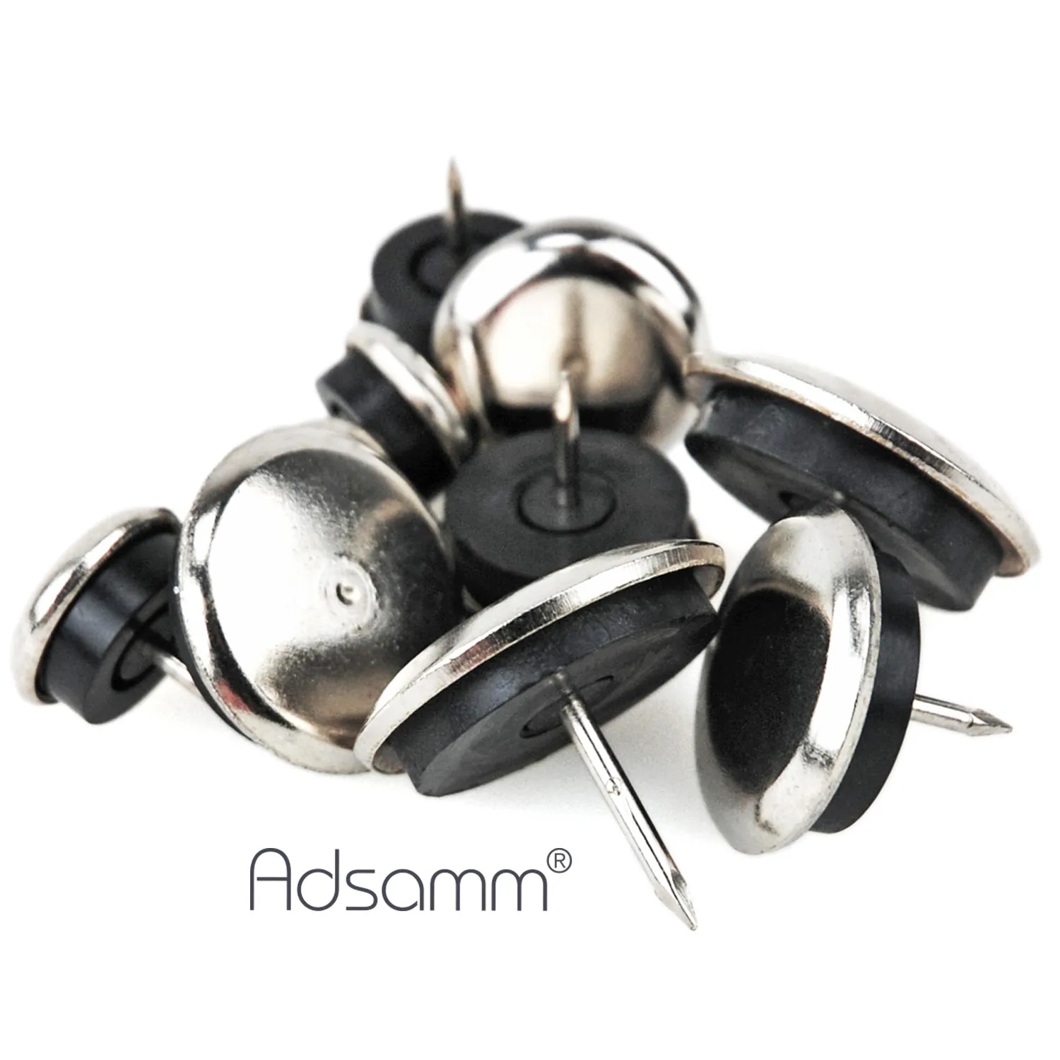 Adsamm Pattini Metallo Ø20 mm 16 Pezzi Tondi Argento con Chiodo