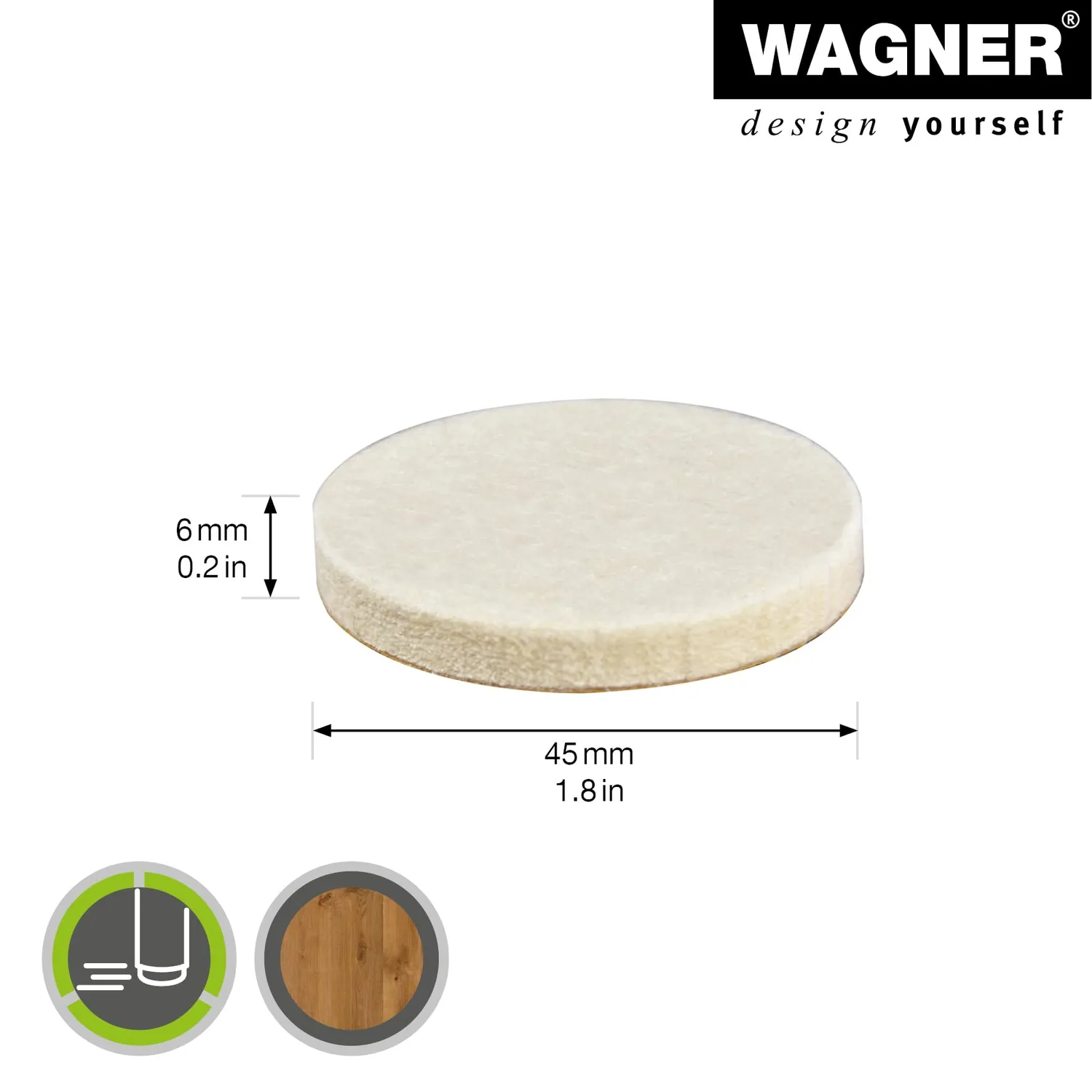 Wagner 15124699 EH 1246 feltrini lana Ø45 mm crema 4 pezzi