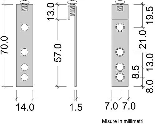 Indaux barra reggipensili 2029 mm kit 4 ganci regolabili