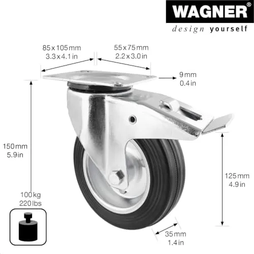 Wagner RO 7124 rotella freno 125 mm 100 kg gomma