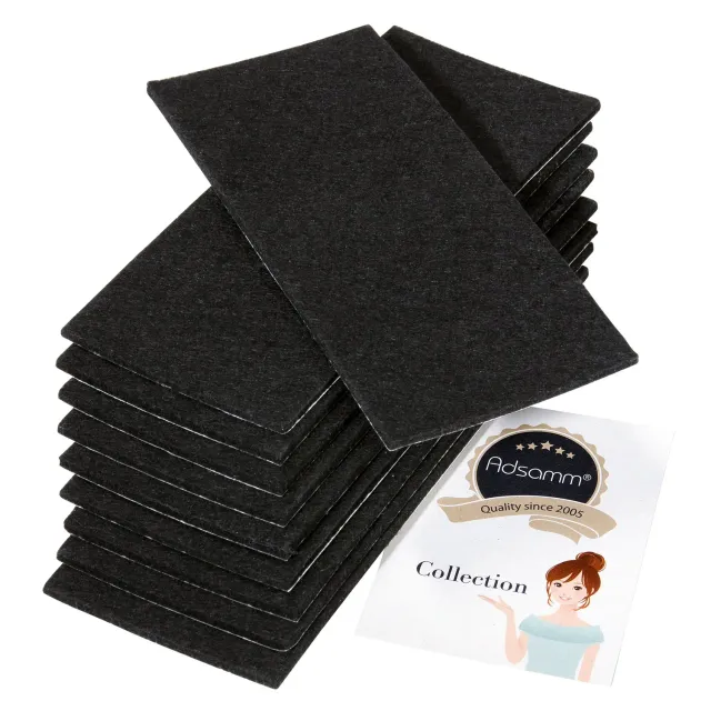 Adsamm fogli feltro autoadesivo 80x180 mm nero 10 pezzi 3,5 mm