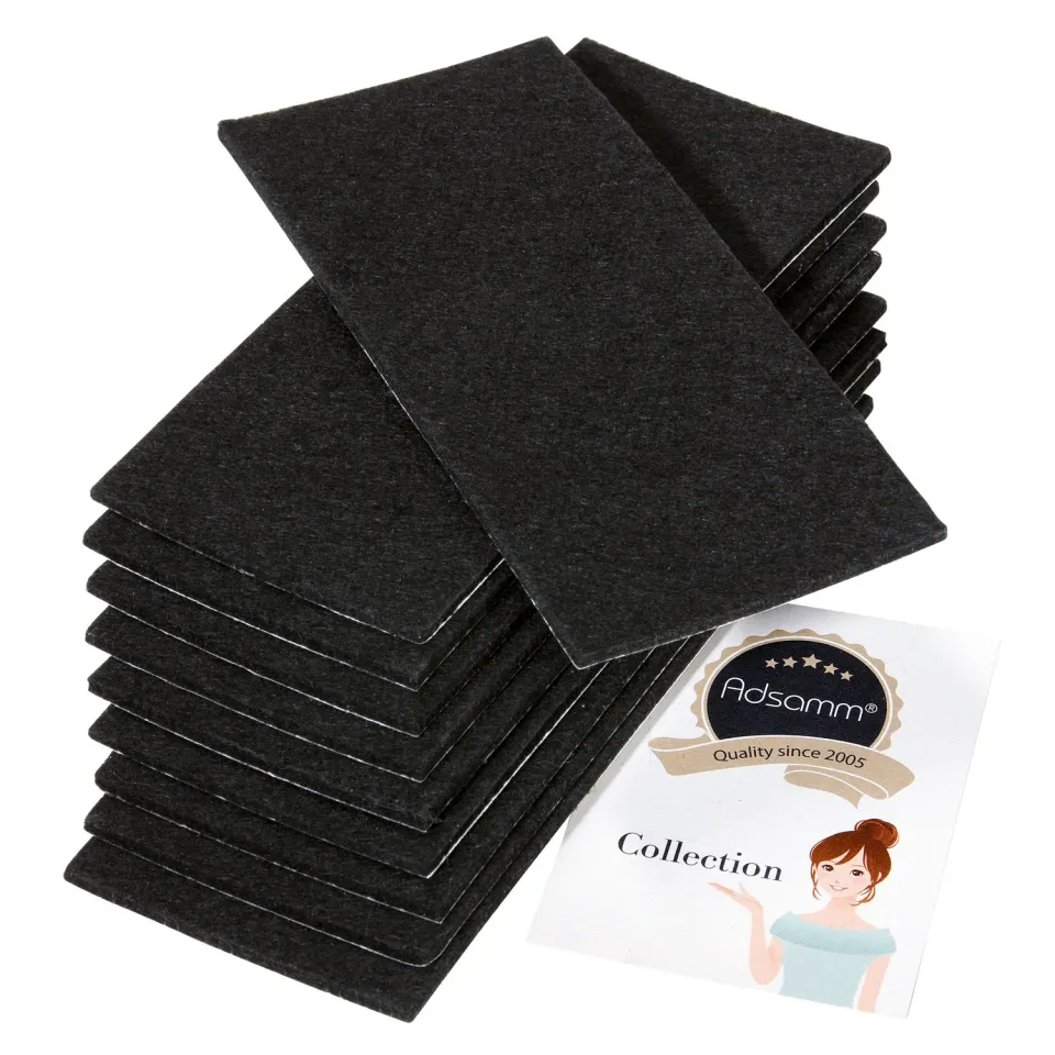 Adsamm fogli feltro autoadesivo 80x180 mm nero 10 pezzi 3,5 mm