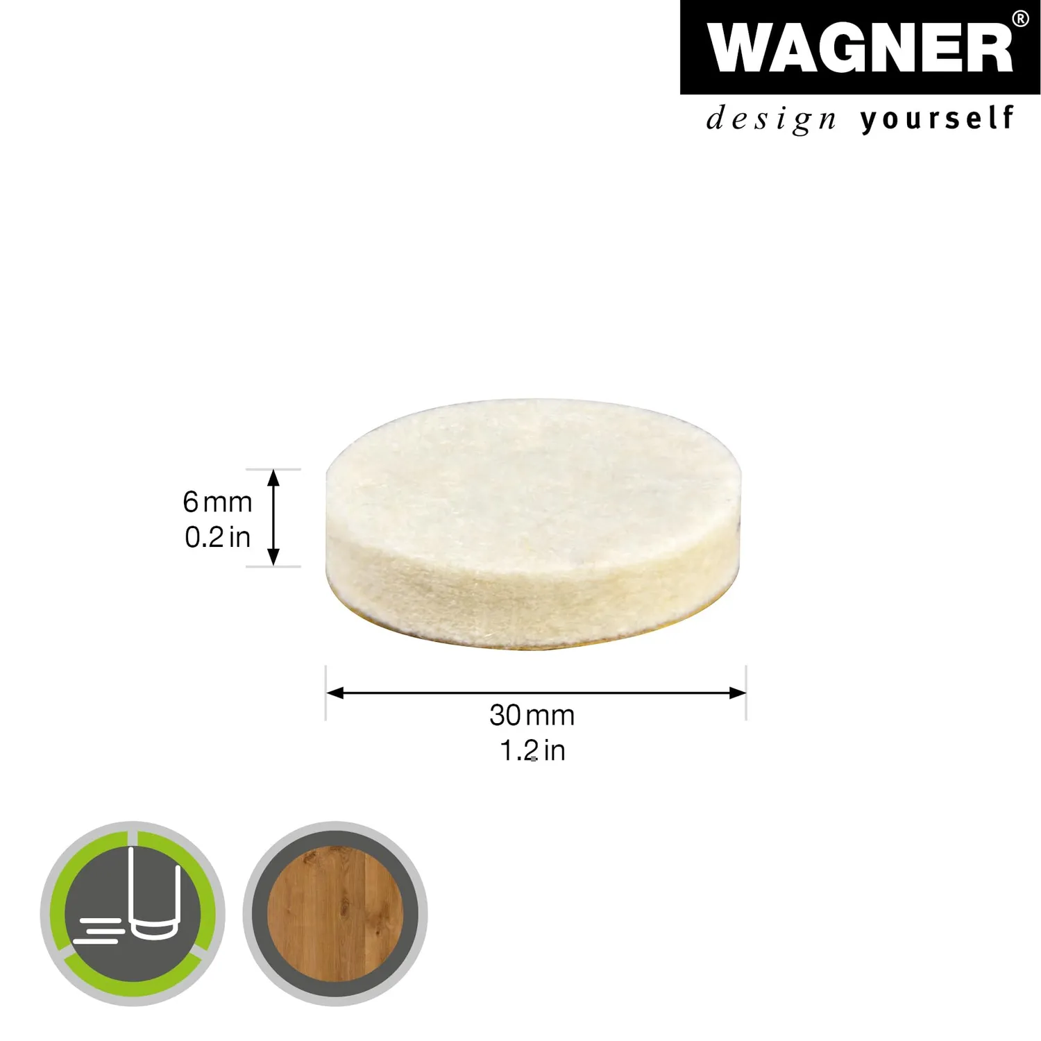 Wagner Big Pads 15123199 feltrini Ø30 mm 8 pezzi lana