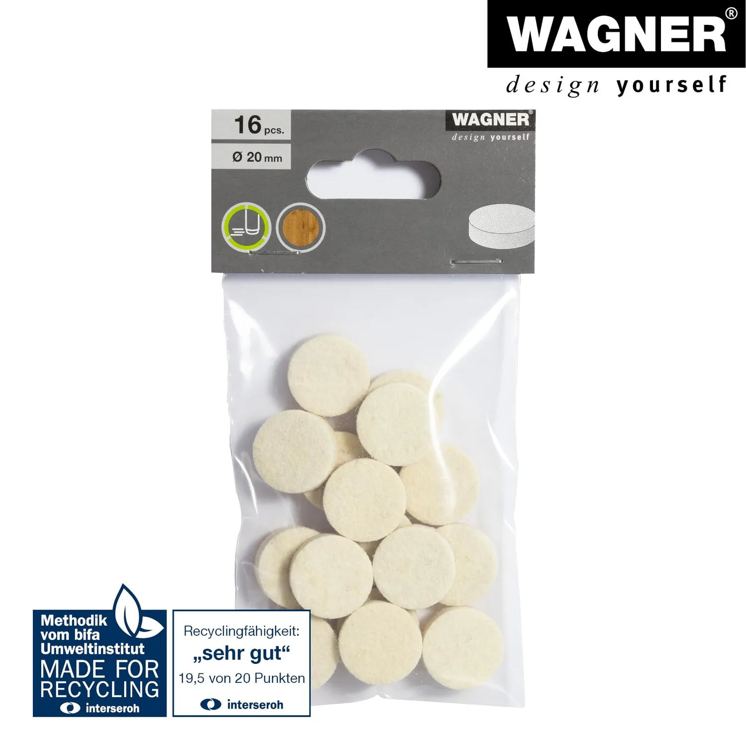 Wagner 15122199 feltrini adesivi 16 pezzi feltro lana