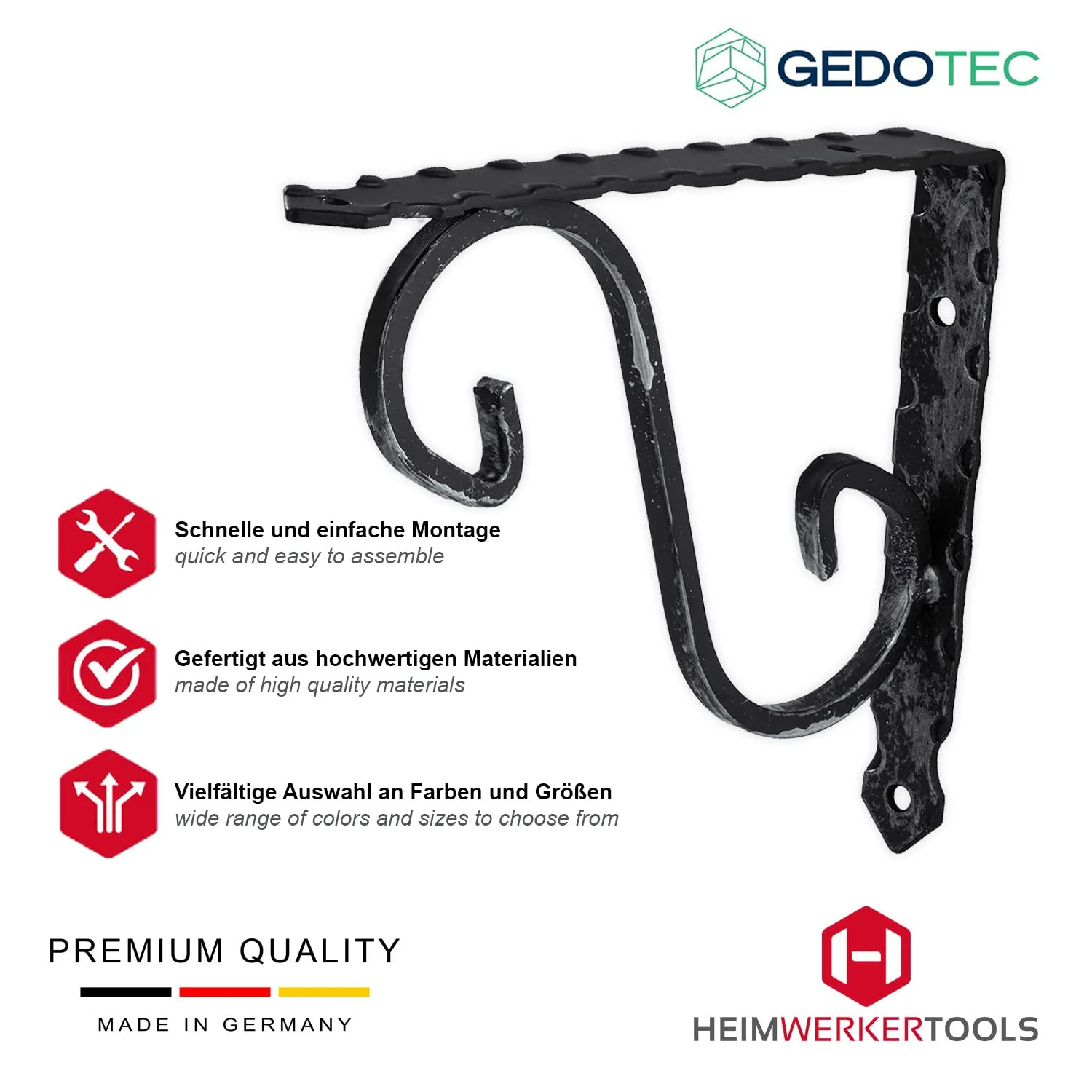 Gedotec Luzifer staffe mensola acciaio nero 150 mm 2 pezzi