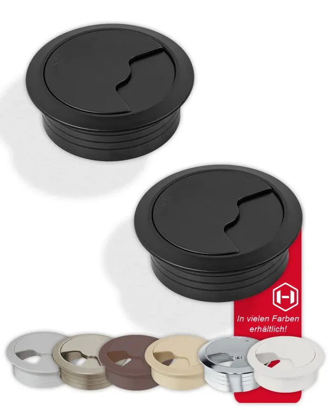 Gedotec Passacavo Scrivania 60 mm Nero Opaco 10 pz ABS