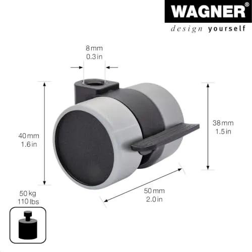 Wagner RO0211 rotella mobili morbida nero-grigio con freno 1pz