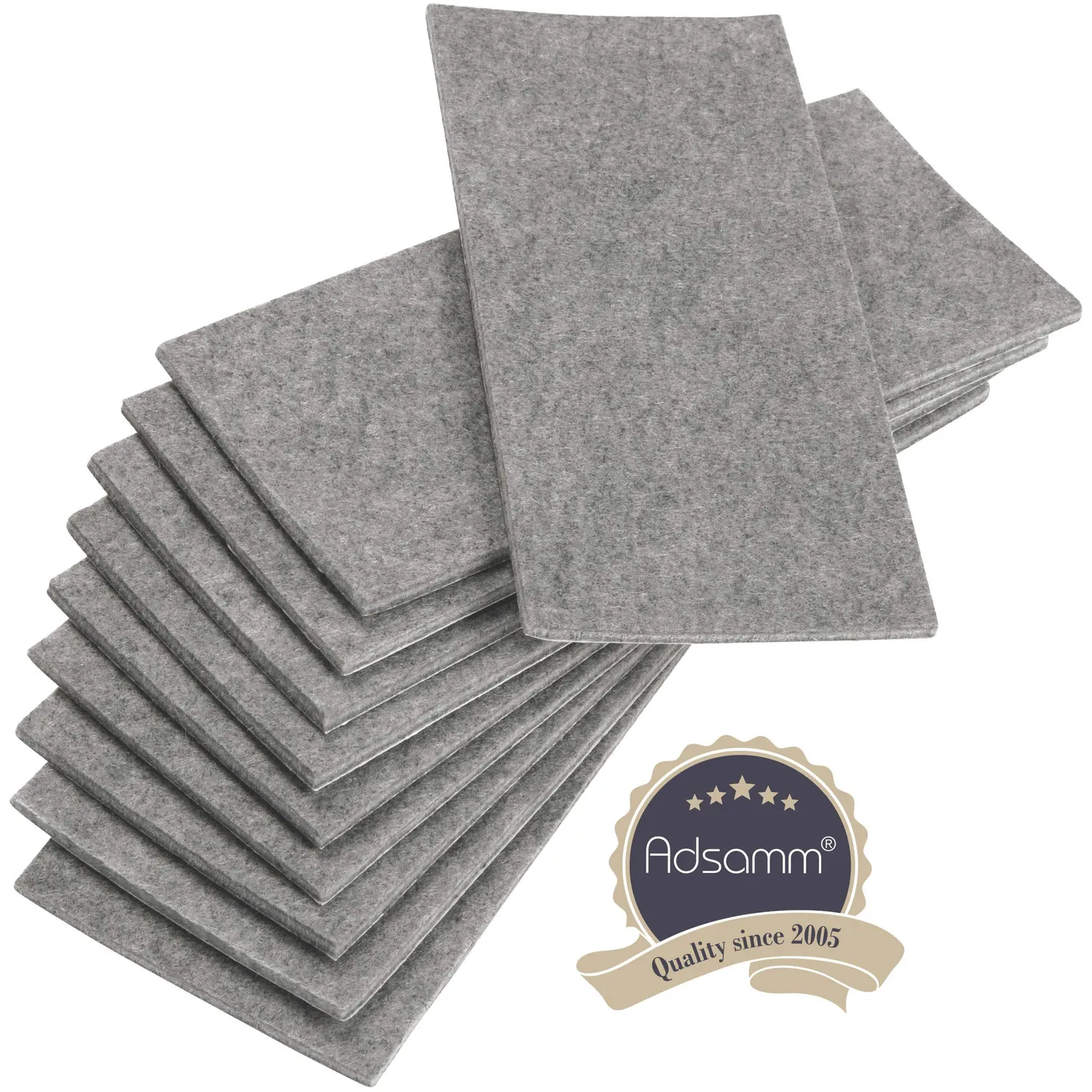 Adsamm fogli feltro autoadesivo 80x180 mm grigio 10 pezzi 3,5 mm