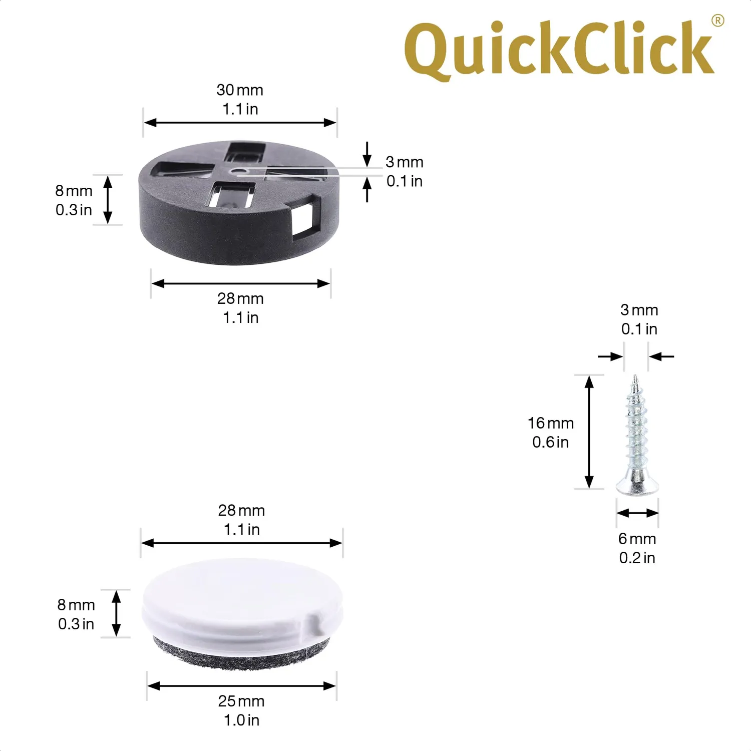 Wagner QuickClick 16793099 feltrini da avvitare 4 pezzi DUO 2 in 1