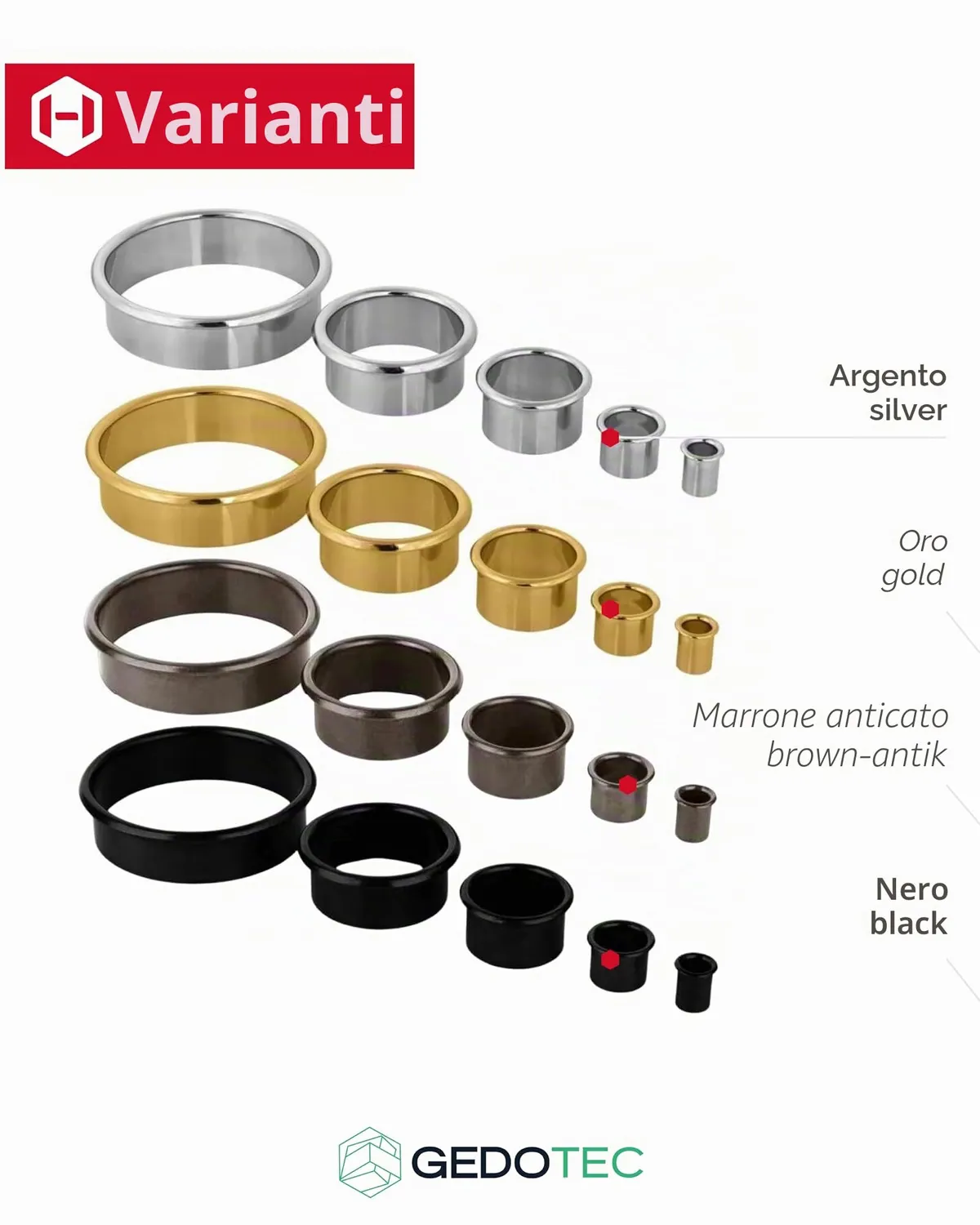 Gedotec passacavo scrivania ottone oro lucido Ø 35 mm