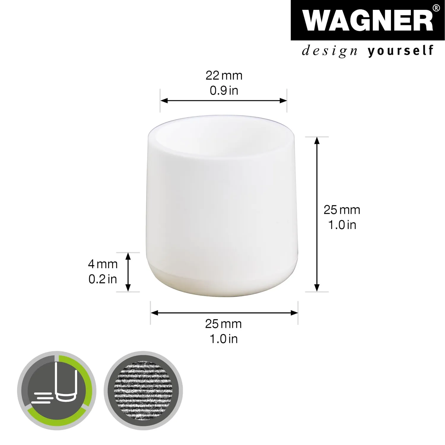 Wagner 15062399 EH 0623 tappi tubolari bianchi 4 pezzi