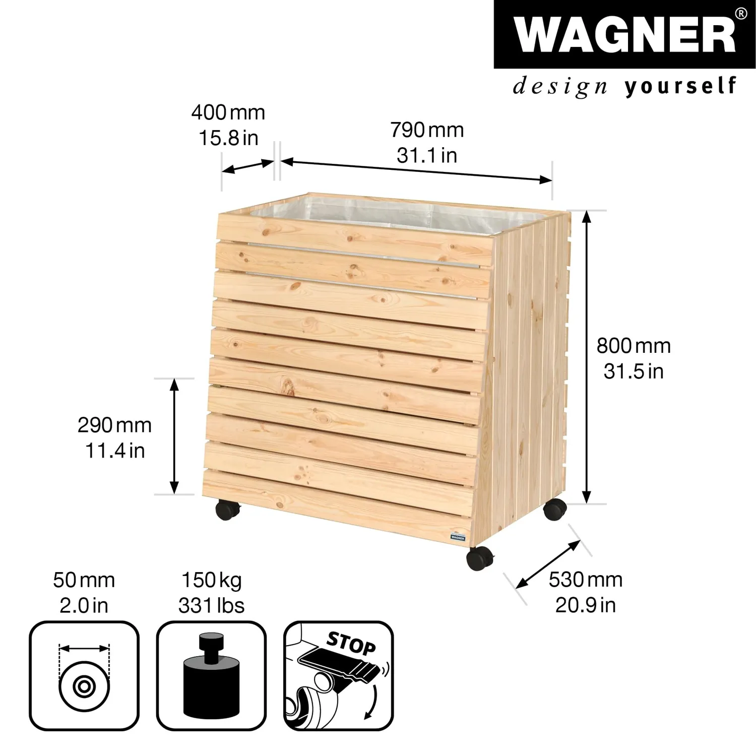 Wagner GreenFamily GreenBox XL aiuola rialzata legno naturale