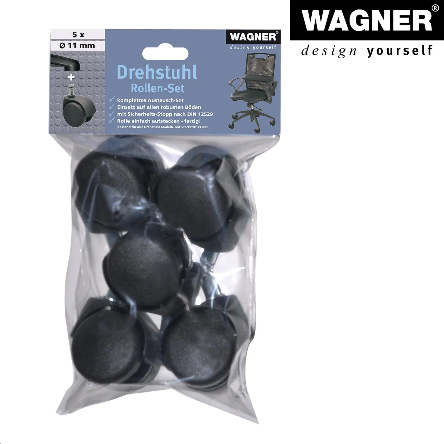 Wagner Ruote Sedia Ufficio Duro Ø 50 mm Perno 11 mm 5 pz