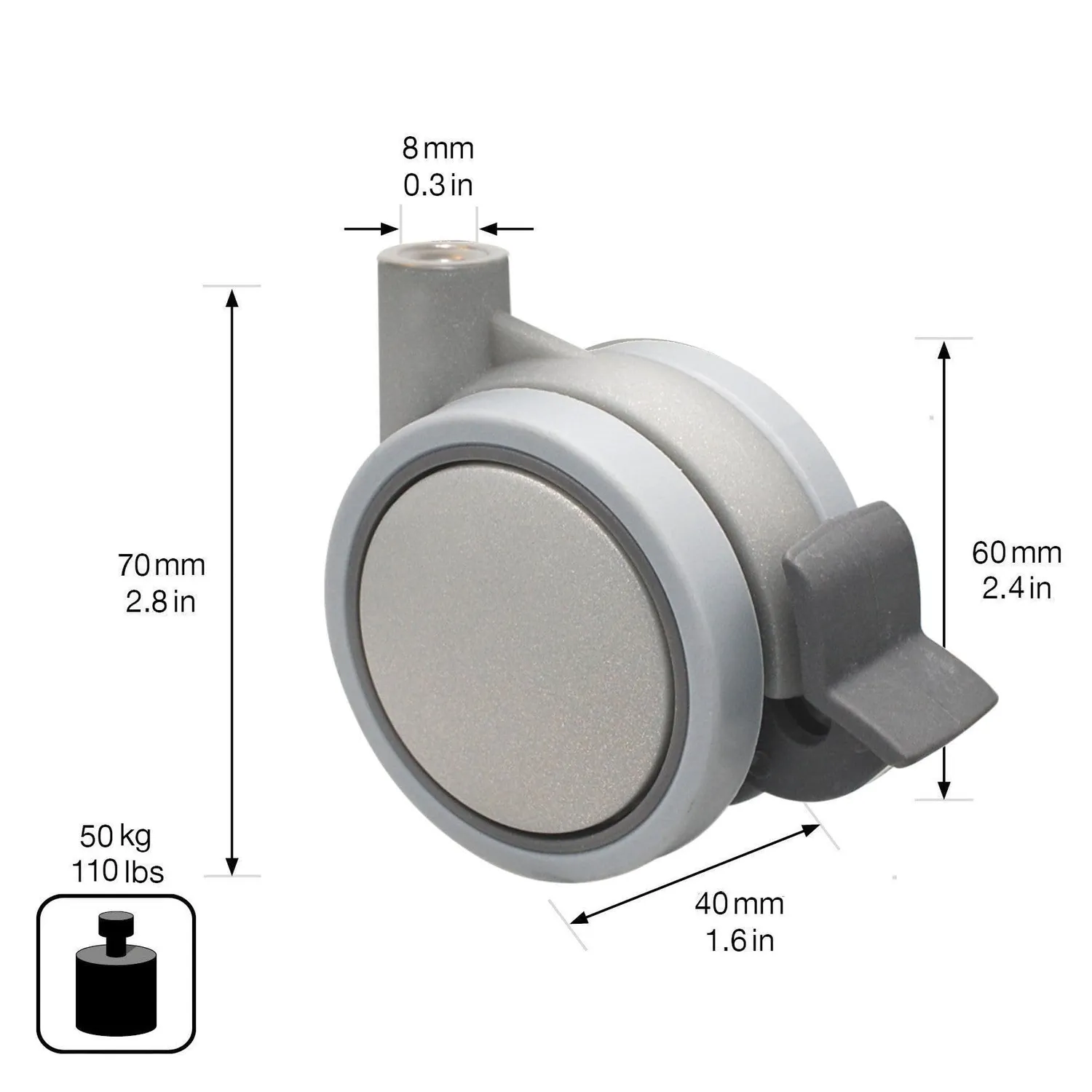 Wagner RO 0030 rotella doppia mobili con freno 60 mm