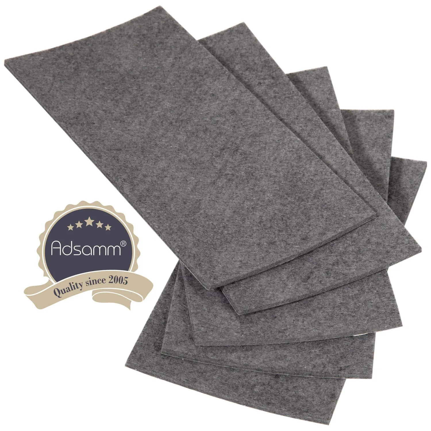 Adsamm Fogli Feltro Autoadesivo 100x200 mm Grigio 5 Pezzi 3,5 mm