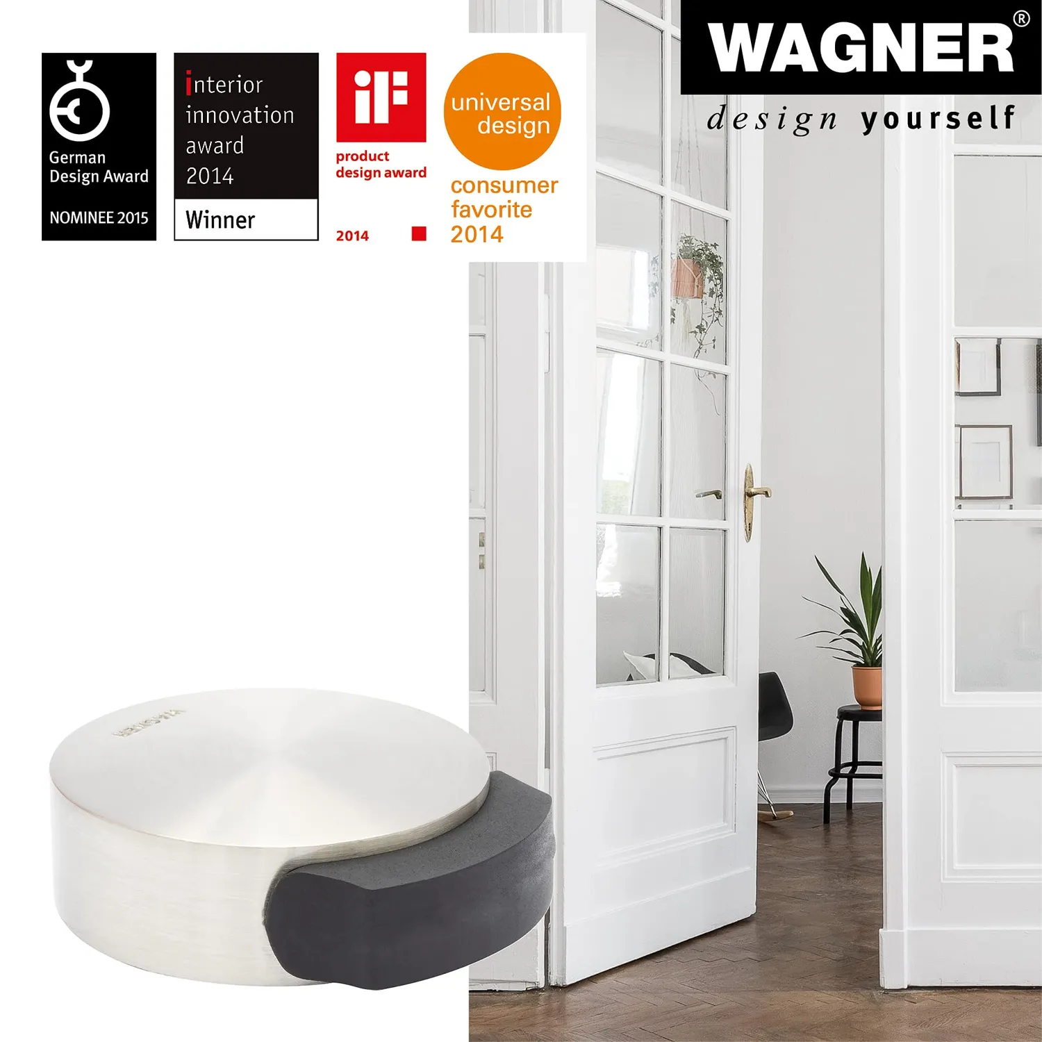 Wagner 15511111 fermaporta pavimento Ø50 mm effetto inox