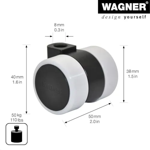 Wagner RO 0239 01023901 rullo doppio Ø 38 mm nero/grigio 50 kg