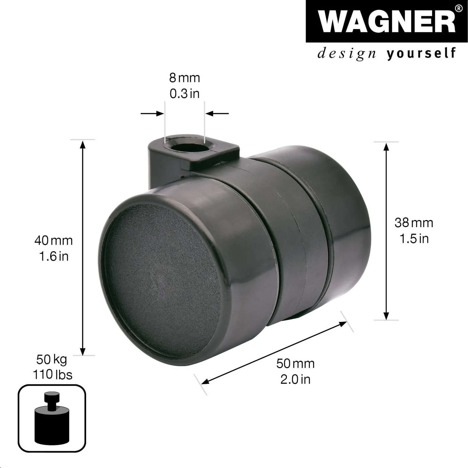 Wagner Design 01020001 RO 0200 rullo mobili 38 mm duro