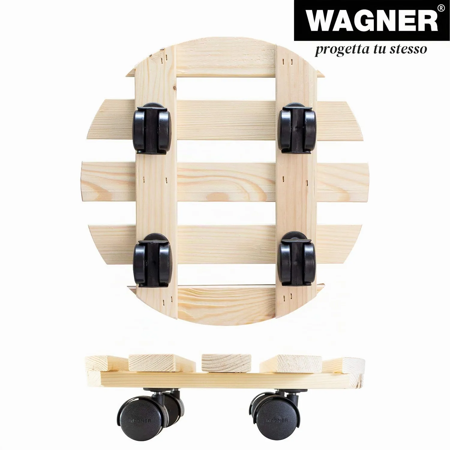 Wagner Paletti 20001801 Sottovaso Legno Ø30 cm Ruote 100 kg