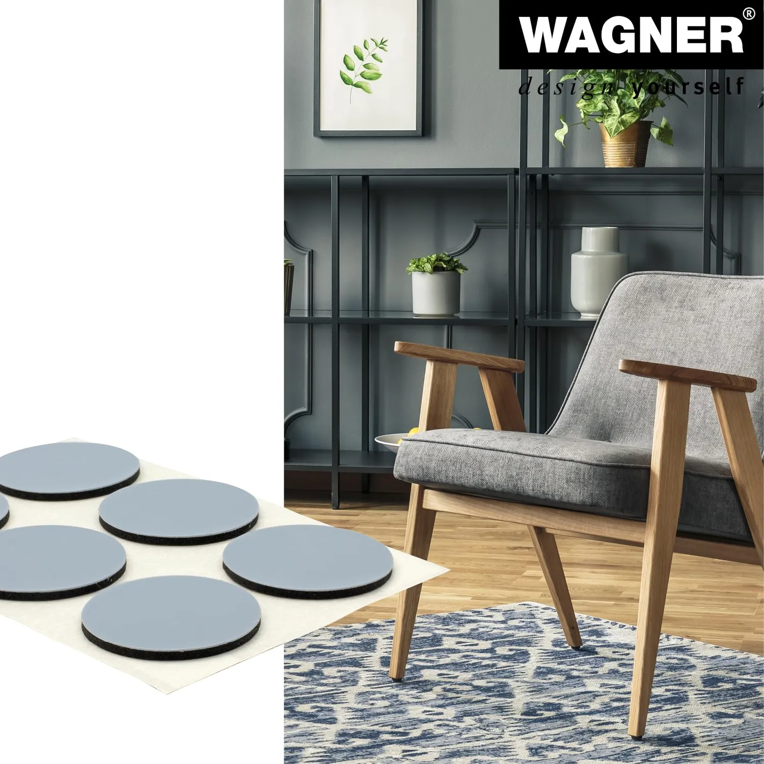 Wagner EH 1125 pattini PTFE Ø25 mm 12 pezzi grigi scorrevoli