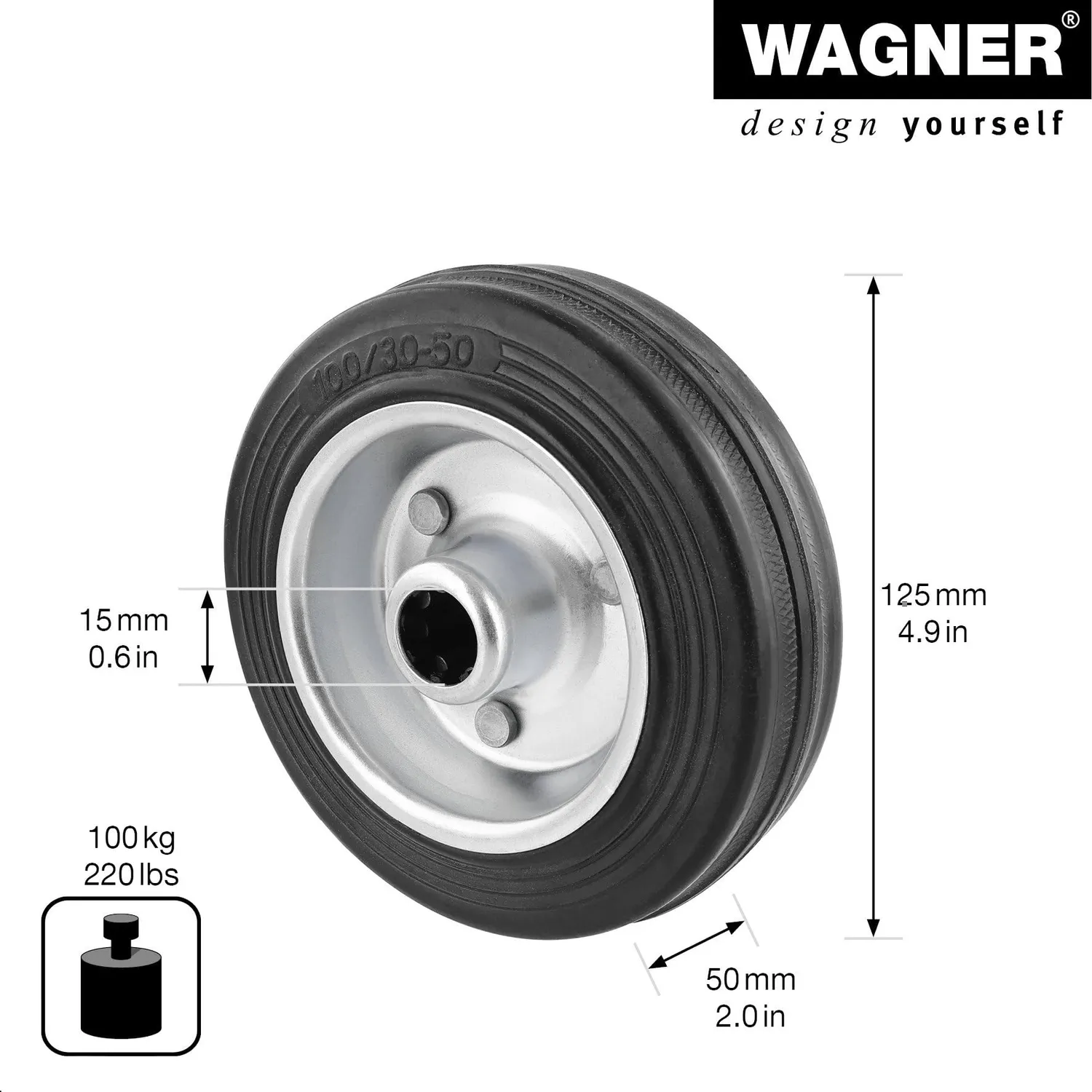 Wagner RO 9124 ruota di ricambio 125 mm gomma piena 1 pz