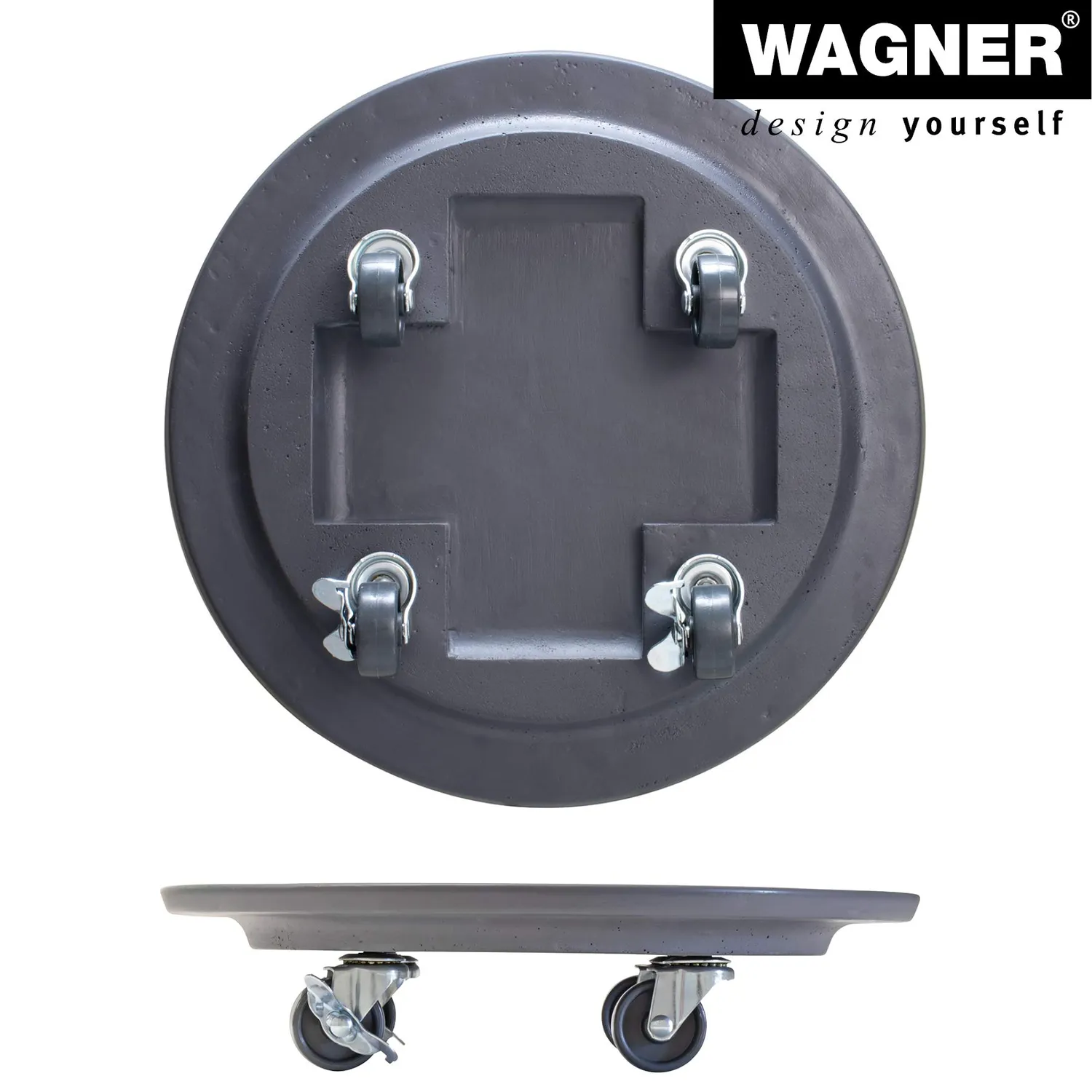 WAGNER Design Cemento sottovaso con ruote Ø 20 mm ardesia