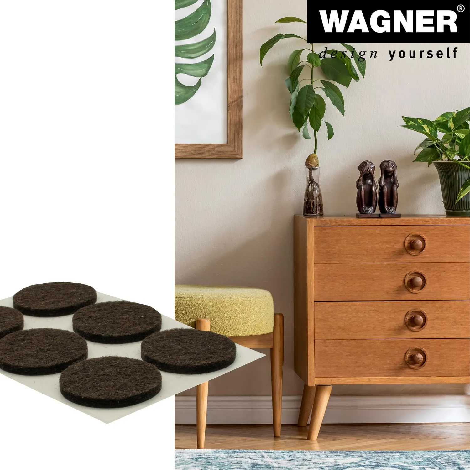 Wagner 15132699 EH 1326 feltrini adesivi marroni 24 pezzi
