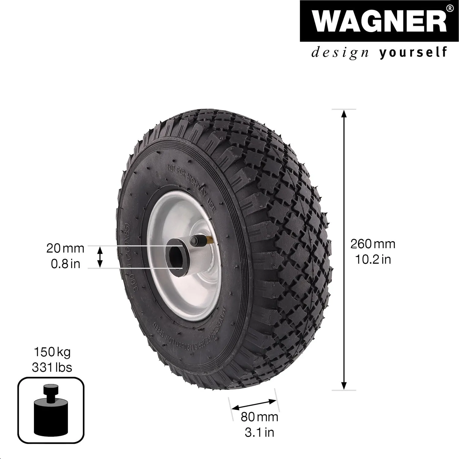 Wagner RO 9260 ruota carriola 260x80 mm portata 150 kg