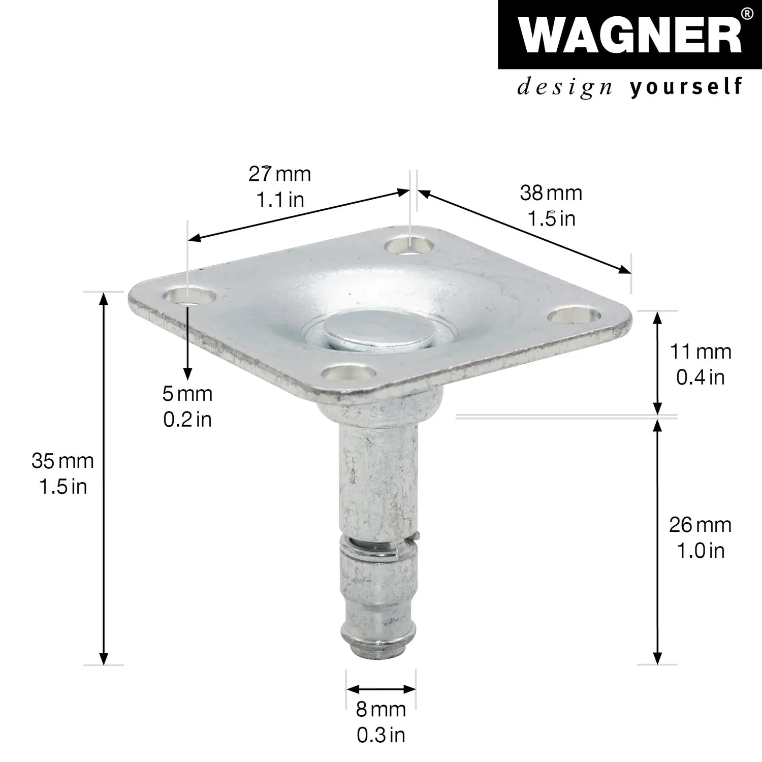 Wagner RO 0088 piastra avvitamento 2 pezzi 38x38 mm