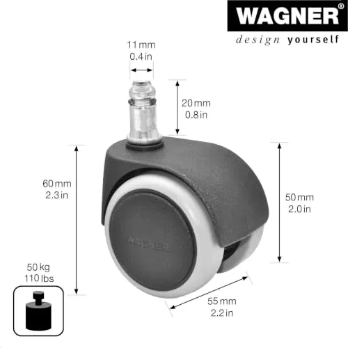 Wagner RO 4011 rotella sedia ufficio morbida 50 mm