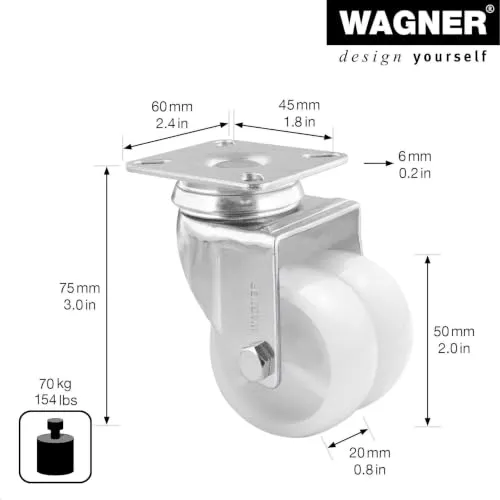 Wagner Eco RO 1252 rotella doppia Ø 50 mm bianca 1 pz 70 kg