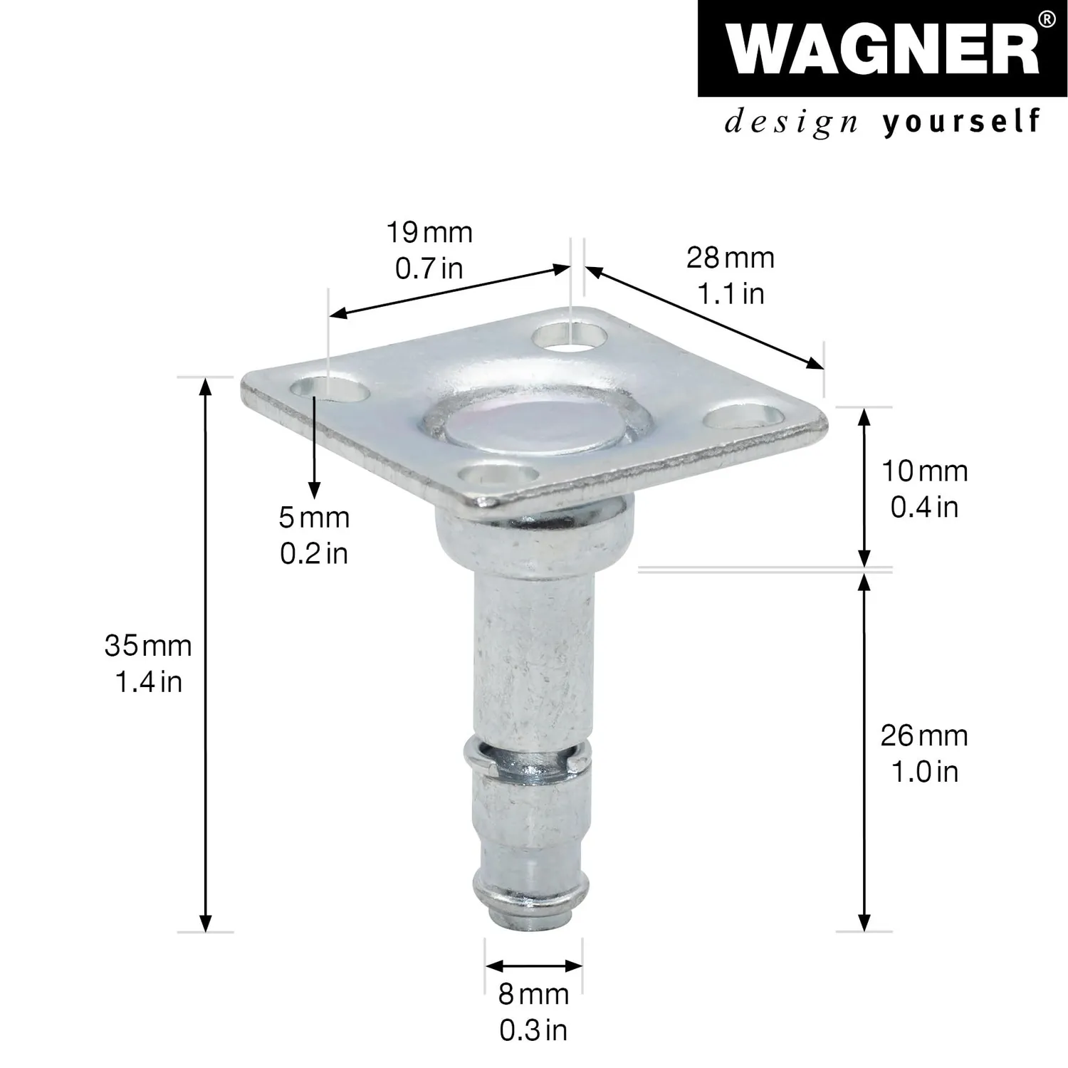 WAGNER RO 0087 piastra avvitamento 28x28 mm 2 pezzi acciaio