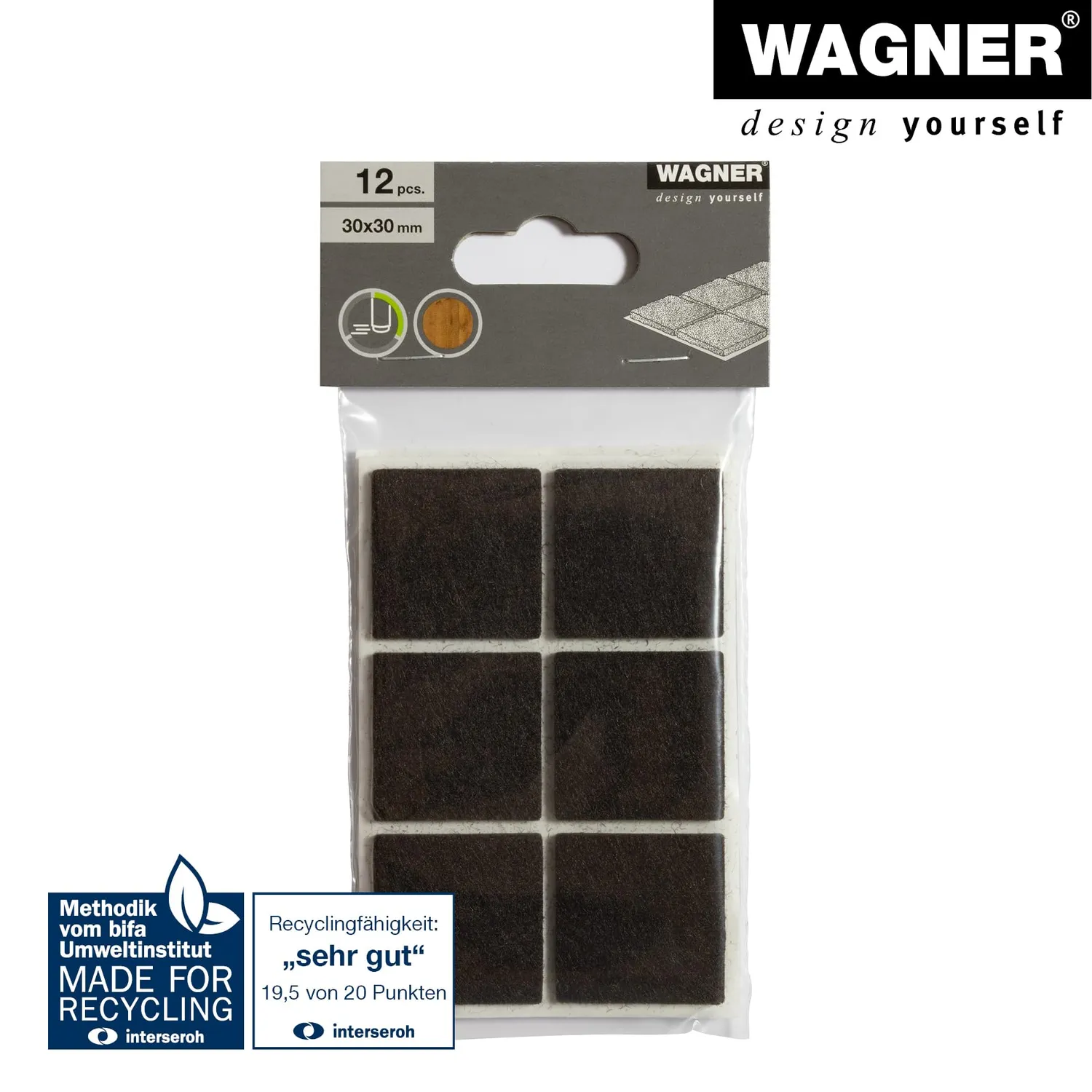 Wagner EH 1731 15173199 feltrini adesivi 30x30 mm 12 pz marroni