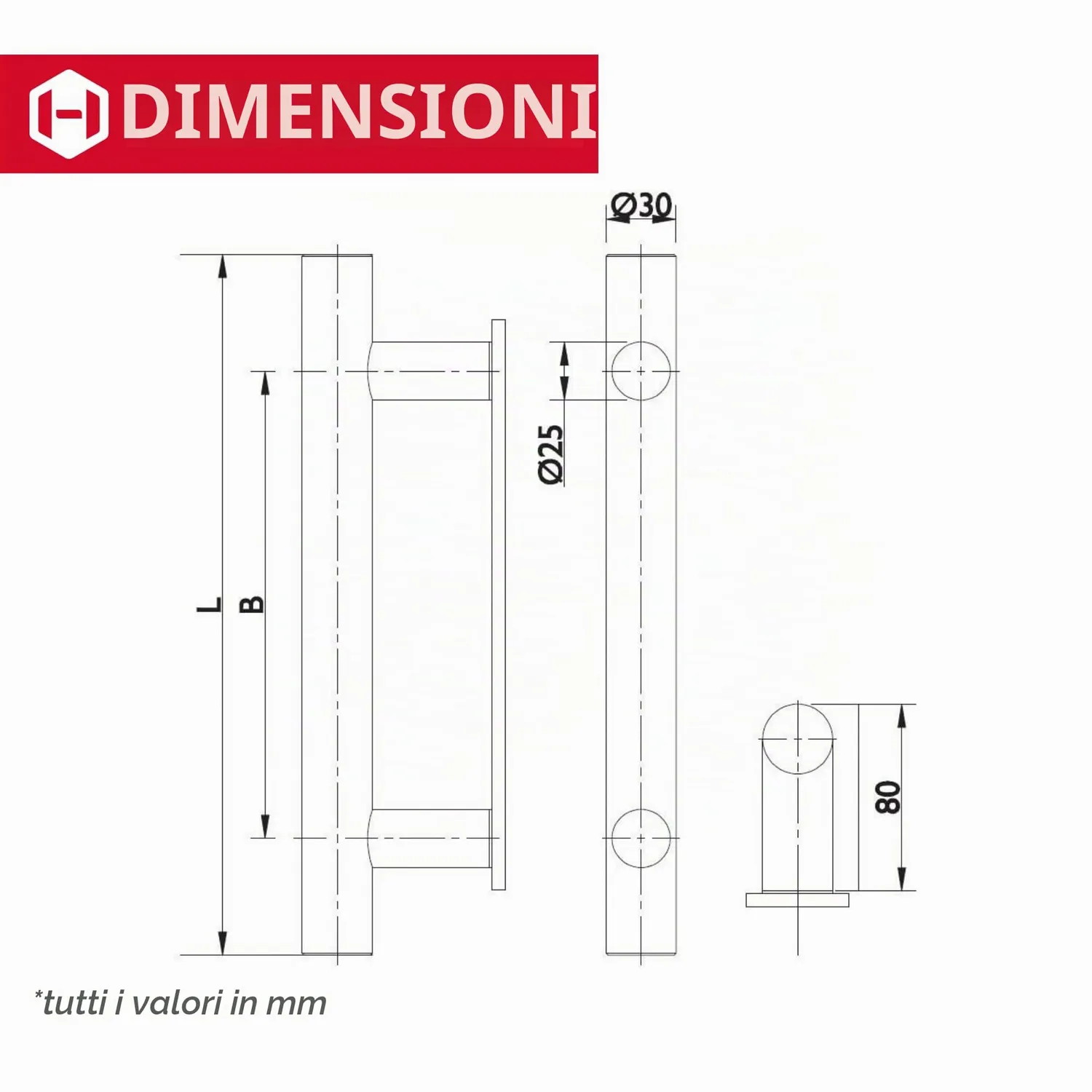 Gedotec maniglione porta inox nero opaco 350 mm foro 210