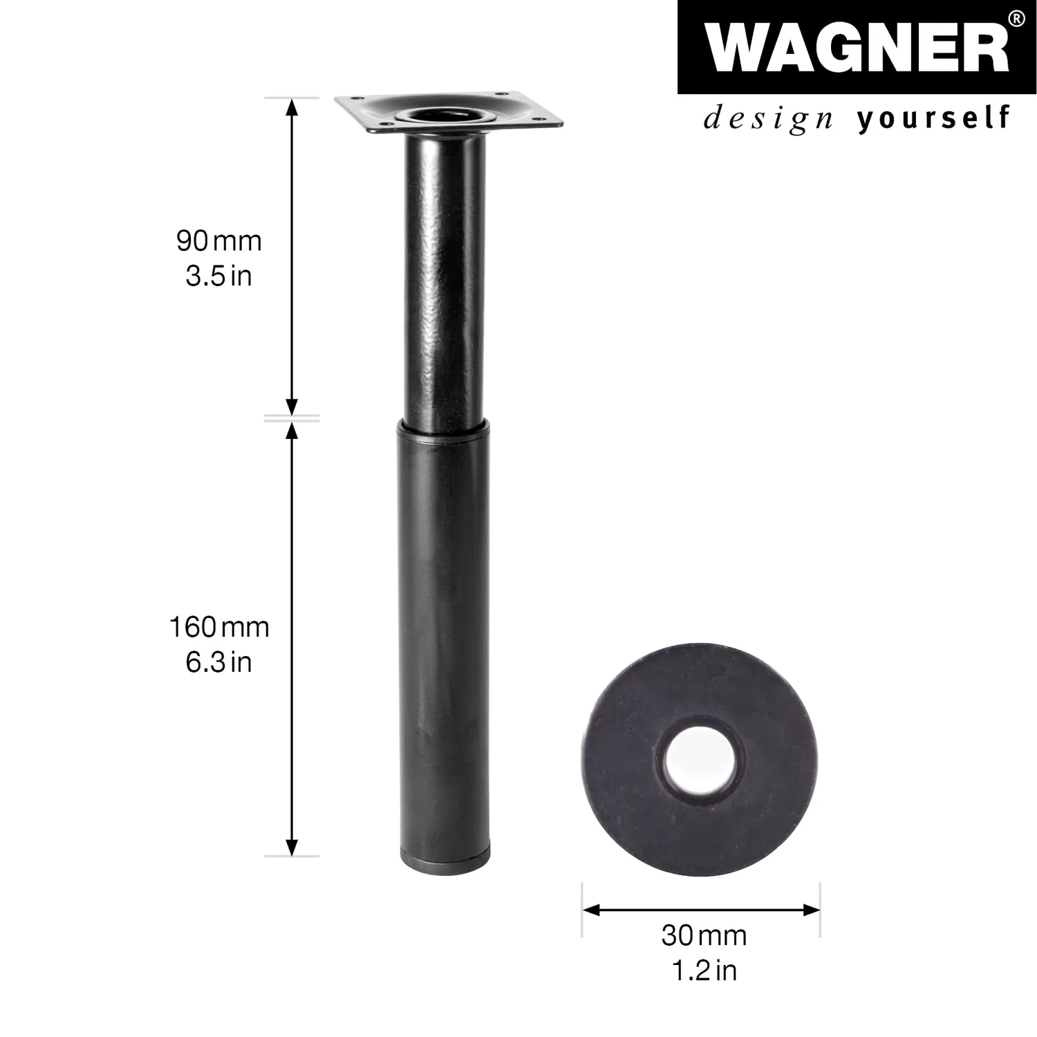 WAGNER Telescope 12182801 piedino nero Ø 30 mm