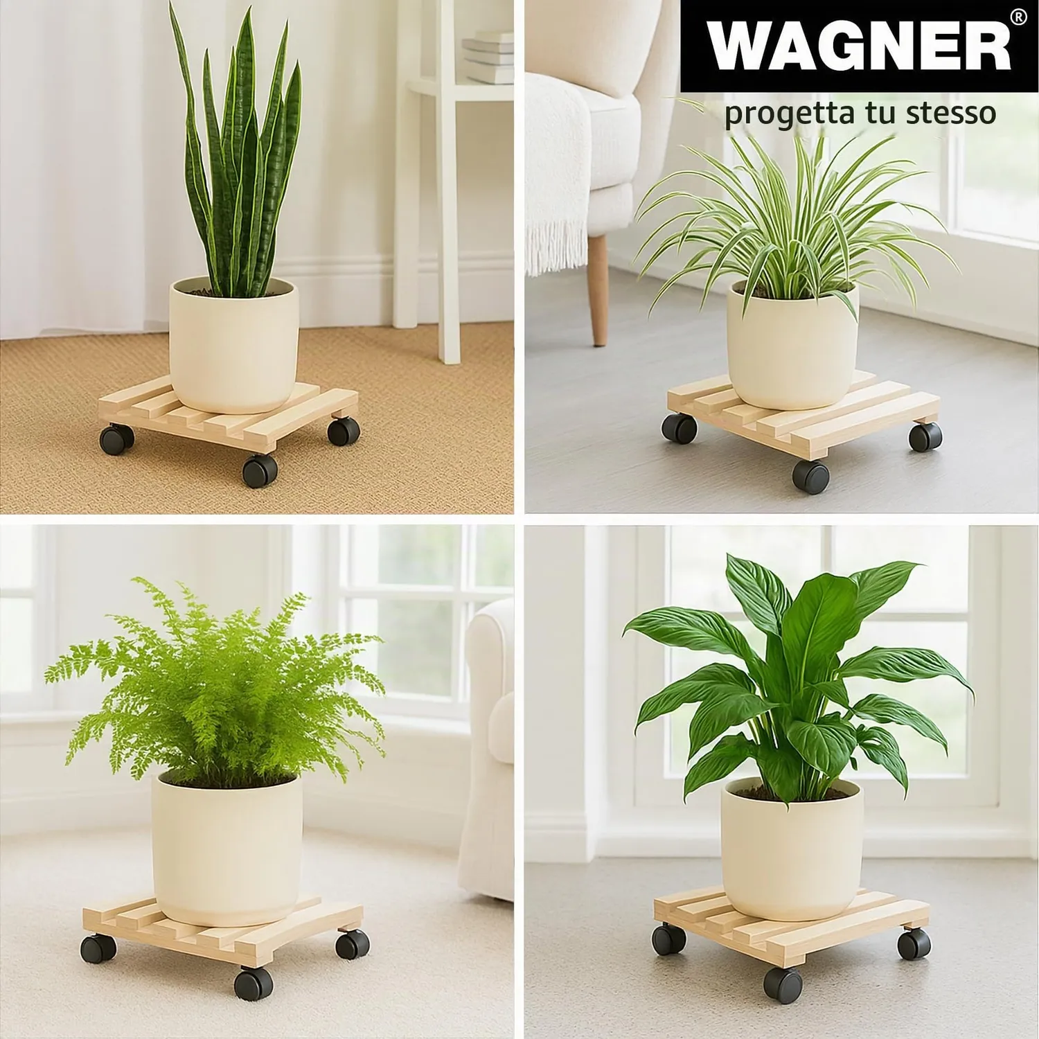 Wagner Paletti Sottovaso con Ruote 35x35 Legno 100 Kg