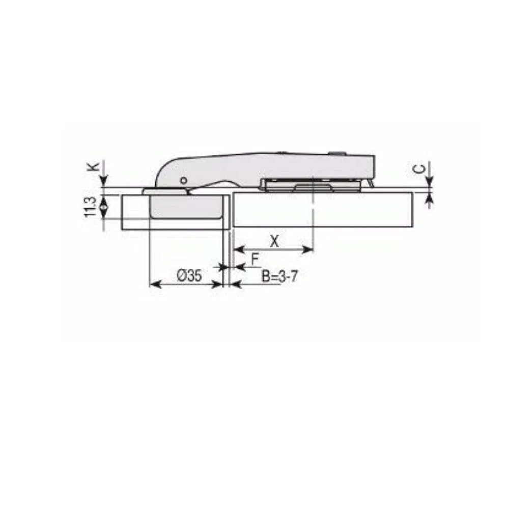 Indaux Clip cerniera ammortizzata 35 mm braccio 90° 1 pezzo