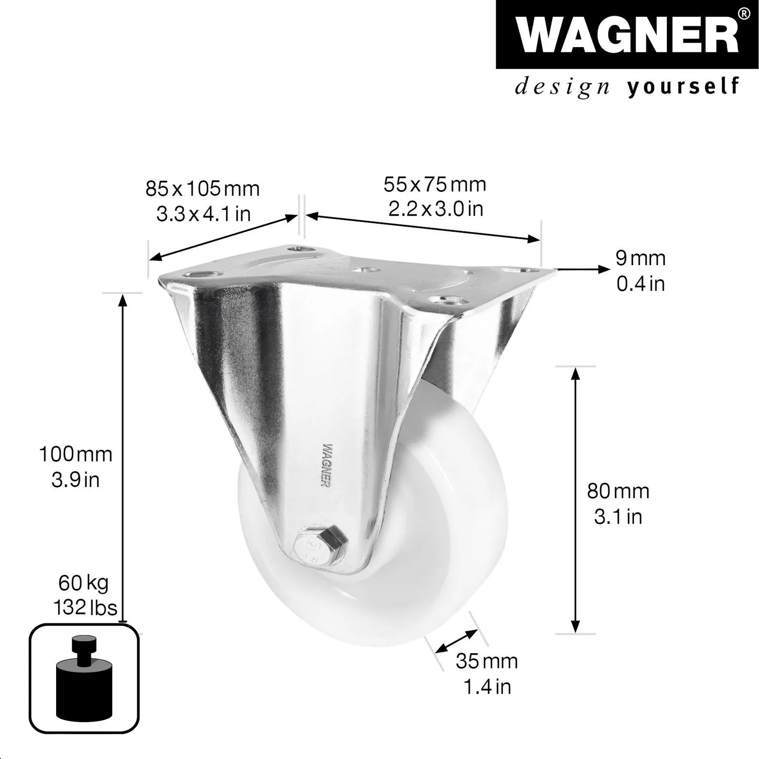 Wagner 04858001 rotella fissa mobili 80 mm dura x1