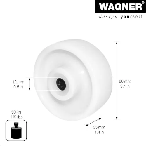 Wagner 04958001 ruota di ricambio bianca 80 mm 50 kg